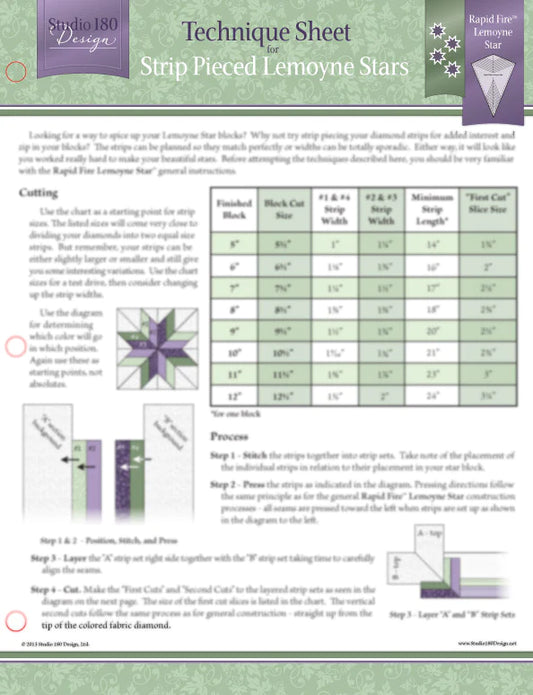 Strip Pieced Lemoyne Technique Sheet